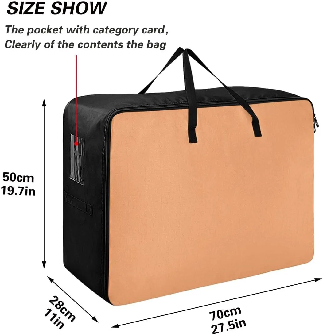 Apricot Storage Bags, 27.5x19.7x11 In, Extra Large Storage Duffle Bag with Zippers and Handles Space Saving Packing Totes for Moving Supplies Storage