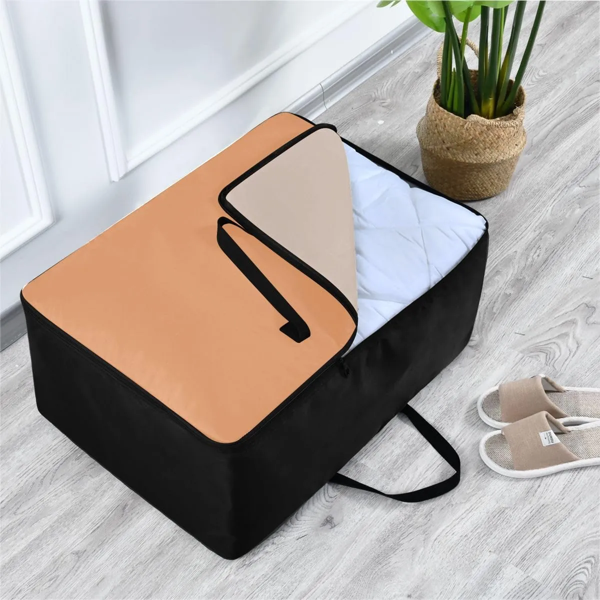 Apricot Storage Bags, 27.5x19.7x11 In, Extra Large Storage Duffle Bag with Zippers and Handles Space Saving Packing Totes for Moving Supplies Storage