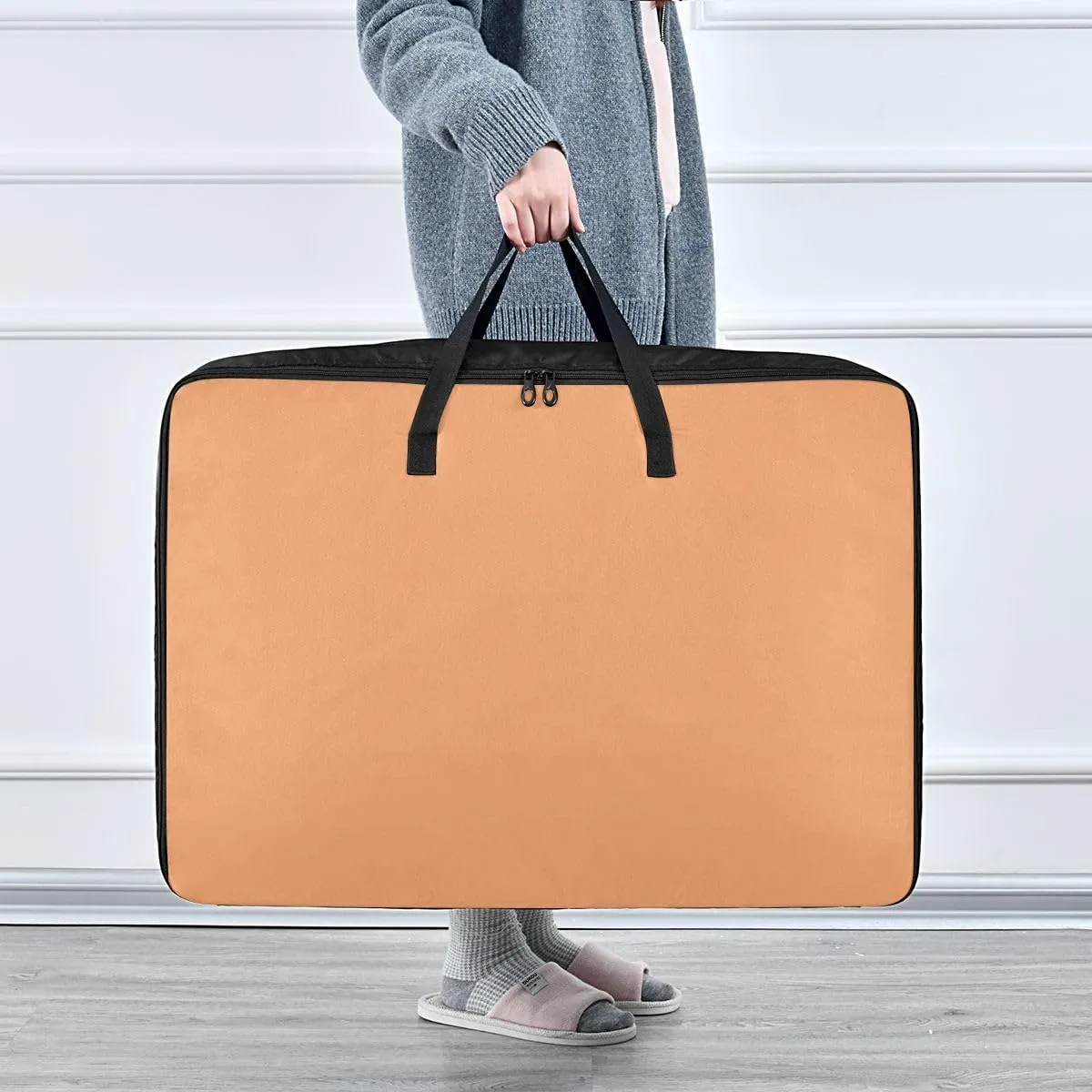 Apricot Storage Bags, 27.5x19.7x11 In, Extra Large Storage Duffle Bag with Zippers and Handles Space Saving Packing Totes for Moving Supplies Storage