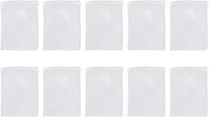 Aquarium Filter Media Bags Large Mesh Hole Zipper Design Fish Tank Filter Bag for Granular Activated Carbon White 10pcs Nylon Net 18 x 25cm