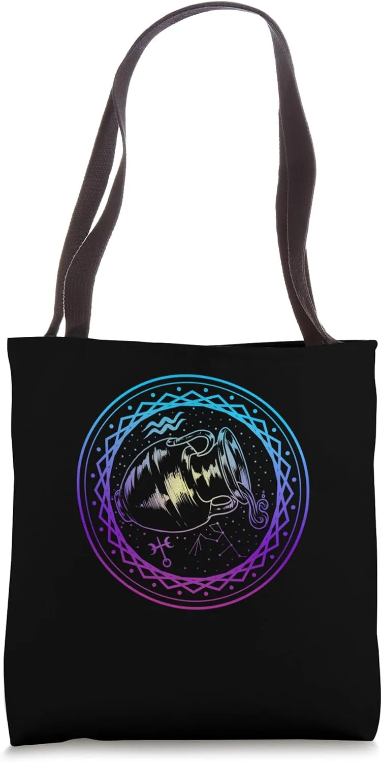 Aquarius Zodiac Sign January February Birthday Sign Tote Bag