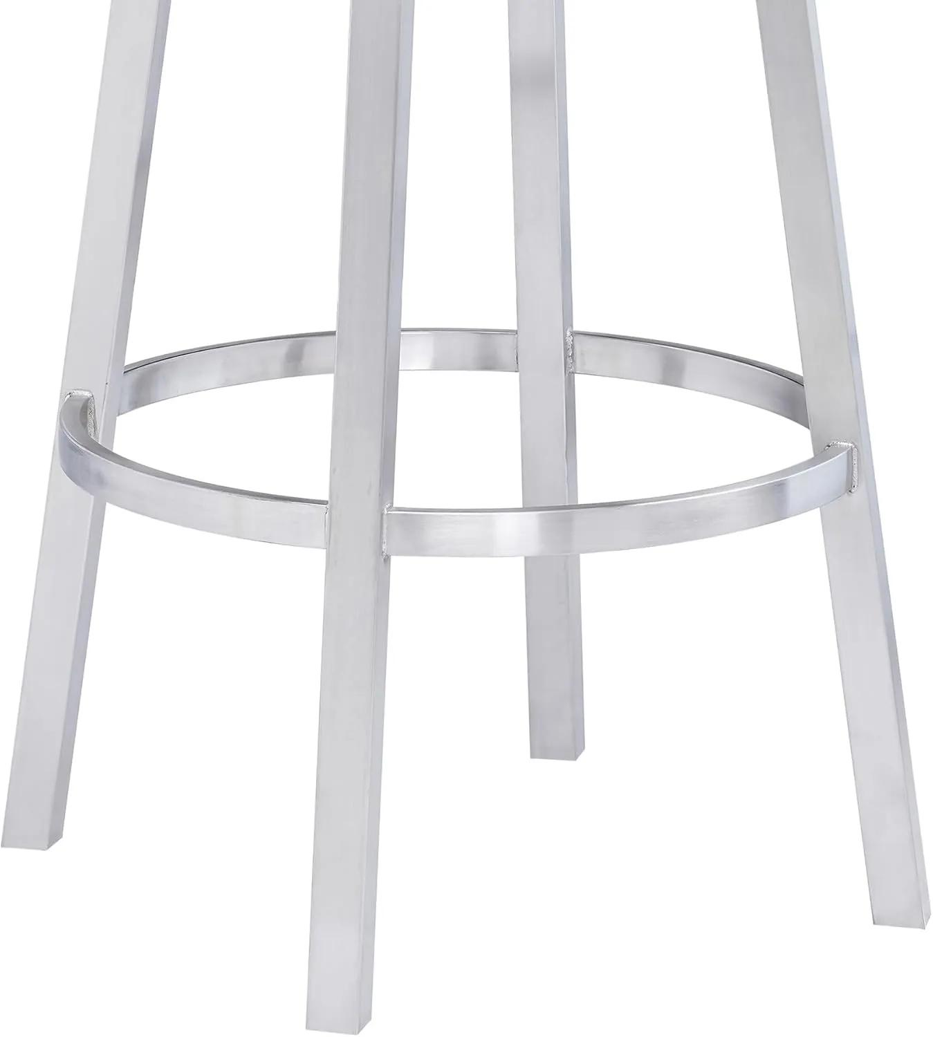 Armen Living Madrid 26" Counter Height Swivel Modern Gray Faux Leather and Brushed Stainless Steel Bar Stool for Kitchen Island Counter