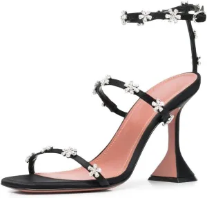 Arqa Crystal Embellished Heeled Sandals Women's Open Toe Ankle Strap High Heels Summer Sandal