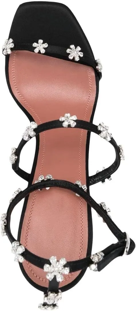 Arqa Crystal Embellished Heeled Sandals Women's Open Toe Ankle Strap High Heels Summer Sandal