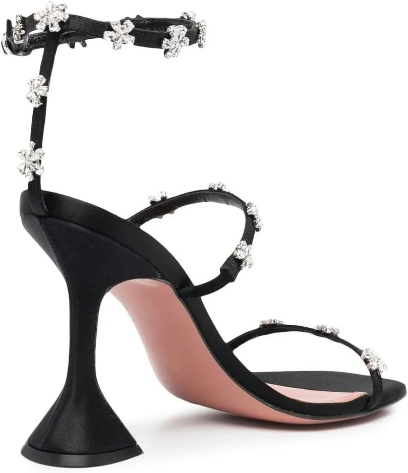 Arqa Crystal Embellished Heeled Sandals Women's Open Toe Ankle Strap High Heels Summer Sandal
