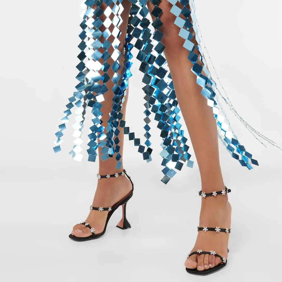 Arqa Crystal Embellished Heeled Sandals Women's Open Toe Ankle Strap High Heels Summer Sandal