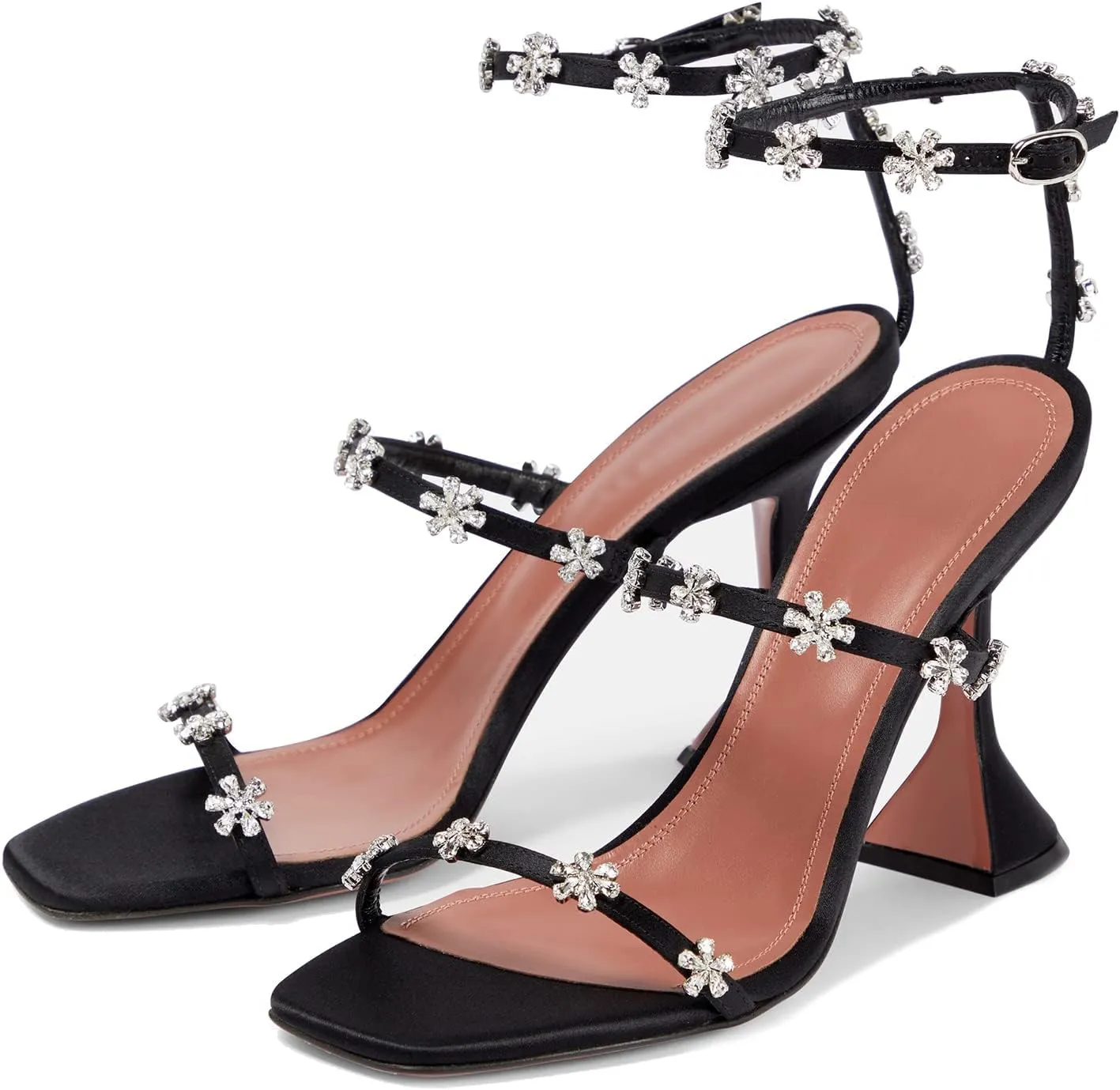 Arqa Crystal Embellished Heeled Sandals Women's Open Toe Ankle Strap High Heels Summer Sandal