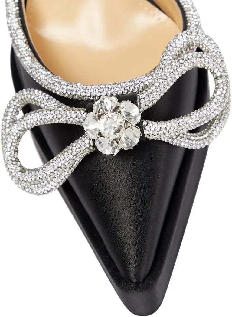 Arqa Women's Rhinestone Bow Platforms,Diamond Ankle Strap Pumps Chunky Heel Wedding Slingback Pump