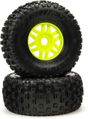 ARRMA 1/8 dBoots Fortress Front/Rear 2.4/3.3 Pre-Mounted Tires, 17mm Hex, Green (2), ARA550068