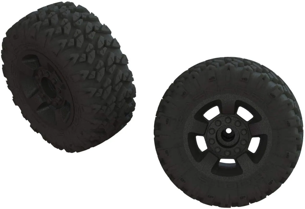 ARRMA 1/8 dBoots Ragnarok MT Front/Rear 2.8 Pre-Mounted Tires, 14mm Hex, Black (2), ARA550052