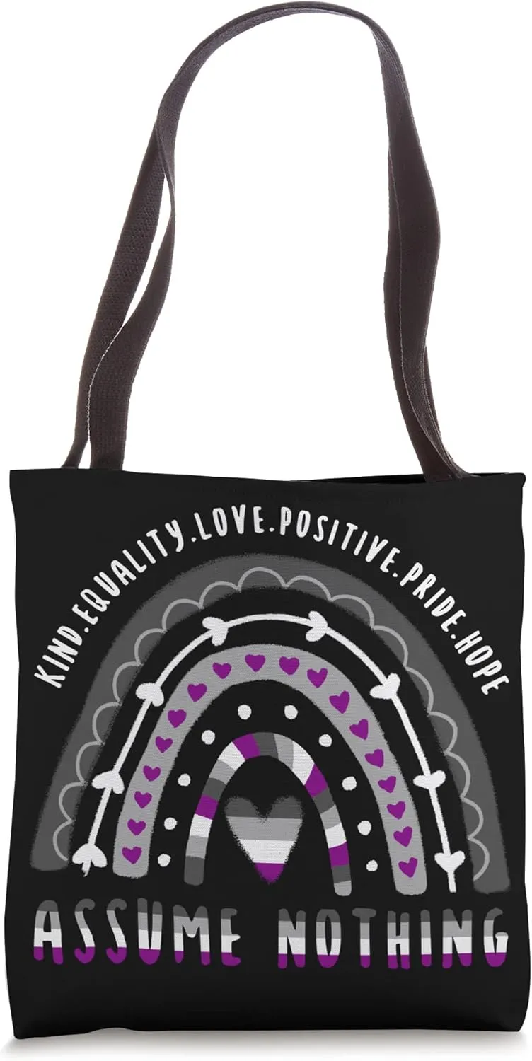 Asexual Quote Assume Nothing Ace Rainbow Tote Bag