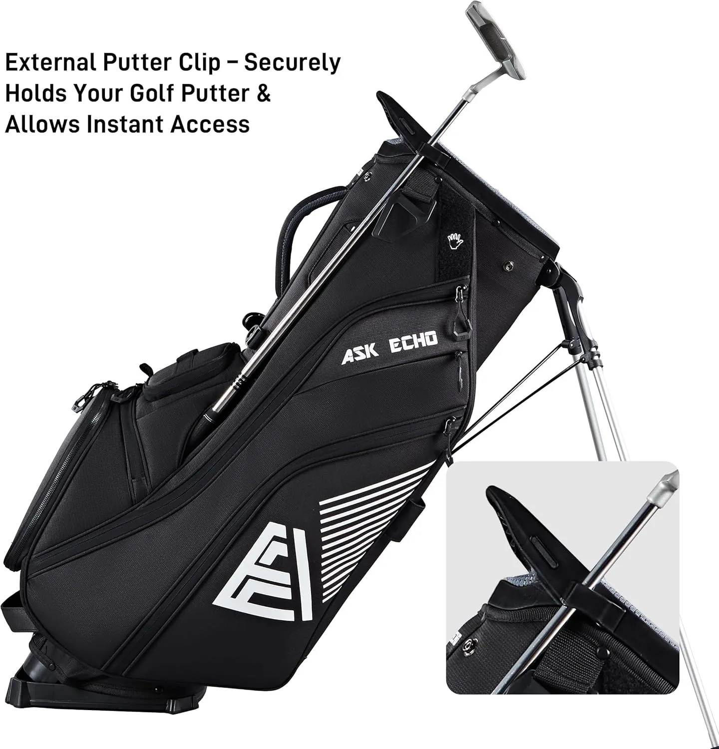 ASK ECHO 2025 Golf ST-14 Hybrid Stand Bag with 14 Way Full Length Dividers & Quick Putter Clip