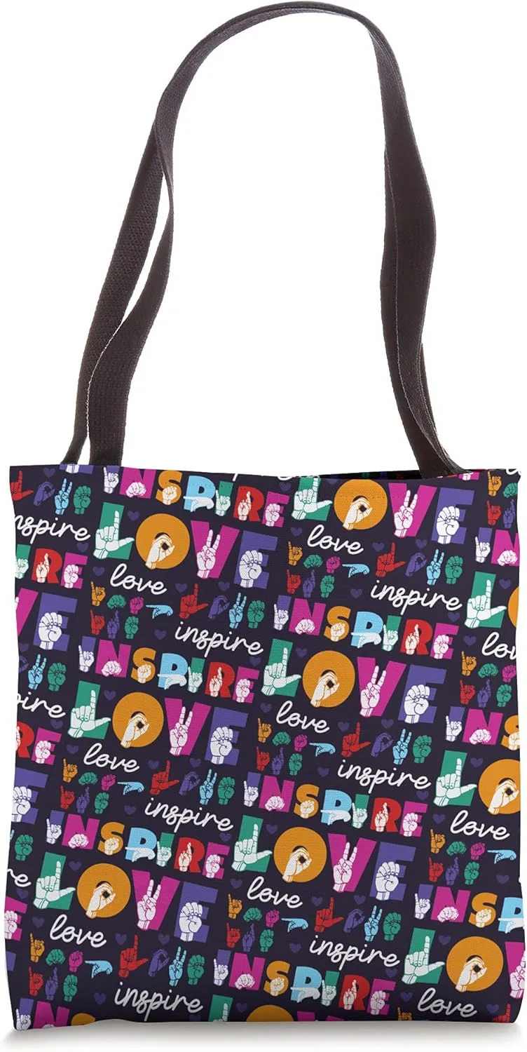 ASL Teacher Inspire Deaf Pride Sign Language Interpreter Tote Bag