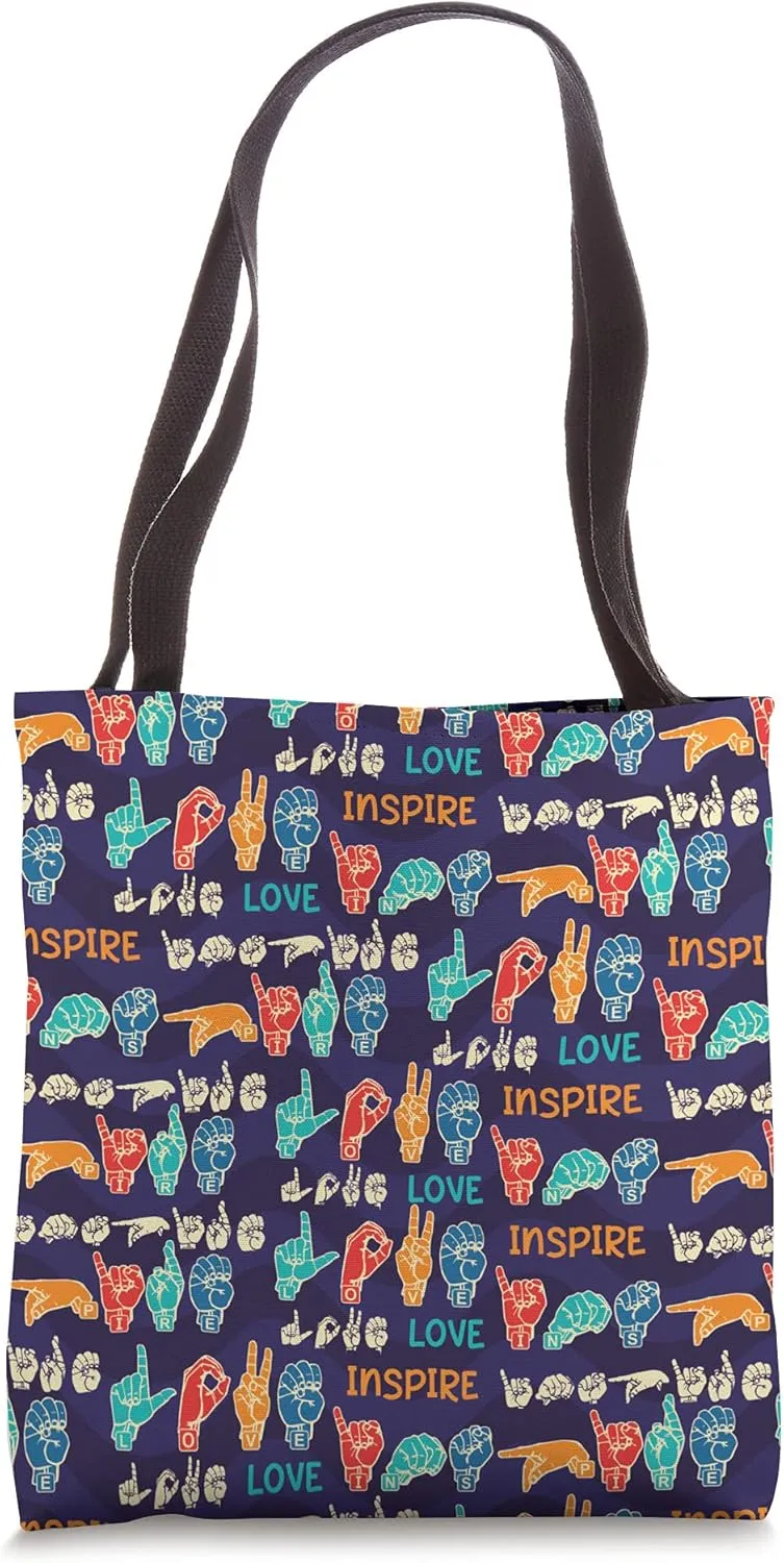 ASL Teacher Sign Language Interpreter Deaf Pride Tote Bag