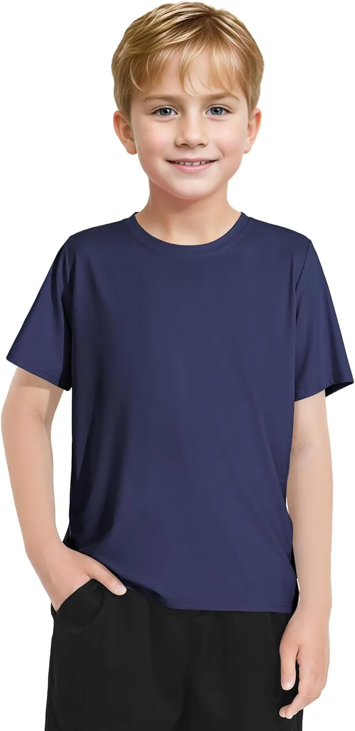 Auranso 3 Pack Boys Swim Shirts Rash Guard Short Sleeve UPF50  Quick Dry Fishing Surfing Swimwear