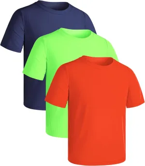 Auranso 3 Pack Boys Swim Shirts Rash Guard Short Sleeve UPF50  Quick Dry Fishing Surfing Swimwear