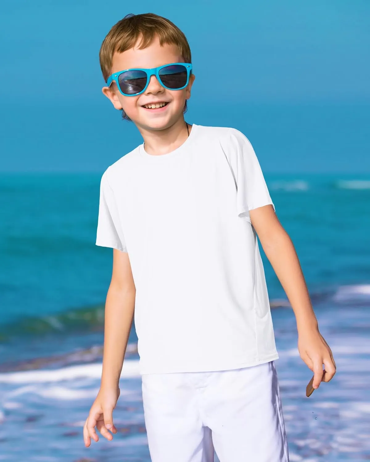 Auranso 3 Pack Boys Swim Shirts Rash Guard Short Sleeve UPF50  Quick Dry Fishing Surfing Swimwear