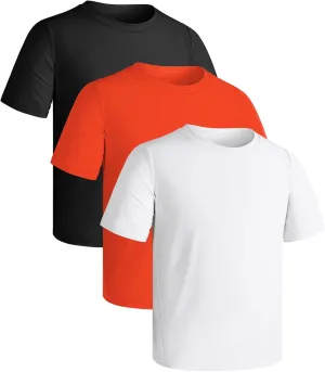 Auranso 3 Pack Boys Swim Shirts Rash Guard Short Sleeve UPF50  Quick Dry Fishing Surfing Swimwear