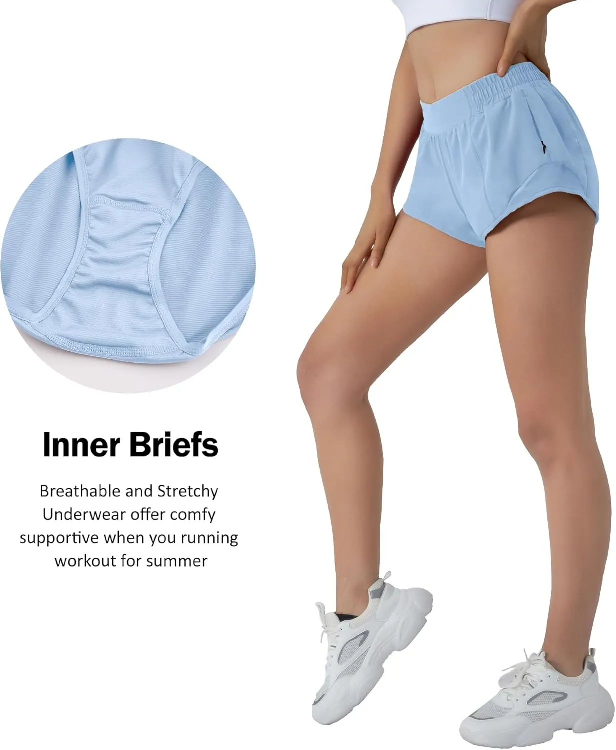 Aurefin Running Shorts for Women,Quick Dry Athletic Sports Shorts Lightweight Active Workout Gym Shorts with Zip Pocket