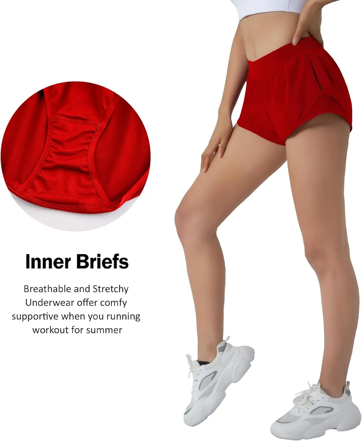 Aurefin Running Shorts for Women,Quick Dry Athletic Sports Shorts Lightweight Active Workout Gym Shorts with Zip Pocket