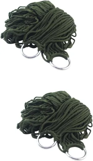 balacoo 2pcs Portable Nylon Rope Mesh Hammock Outdoor Leisure Bed for Camping Hiking Relaxation Lightweight and Breathable Design Green