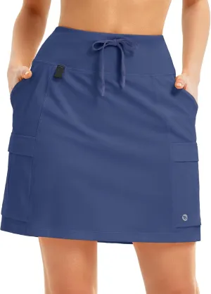 baleaf Women's 16" Hiking Cargo Skort Skirt High Waisted with Pockets Golf Workout UPF 50  Sun Protection Quick Dry