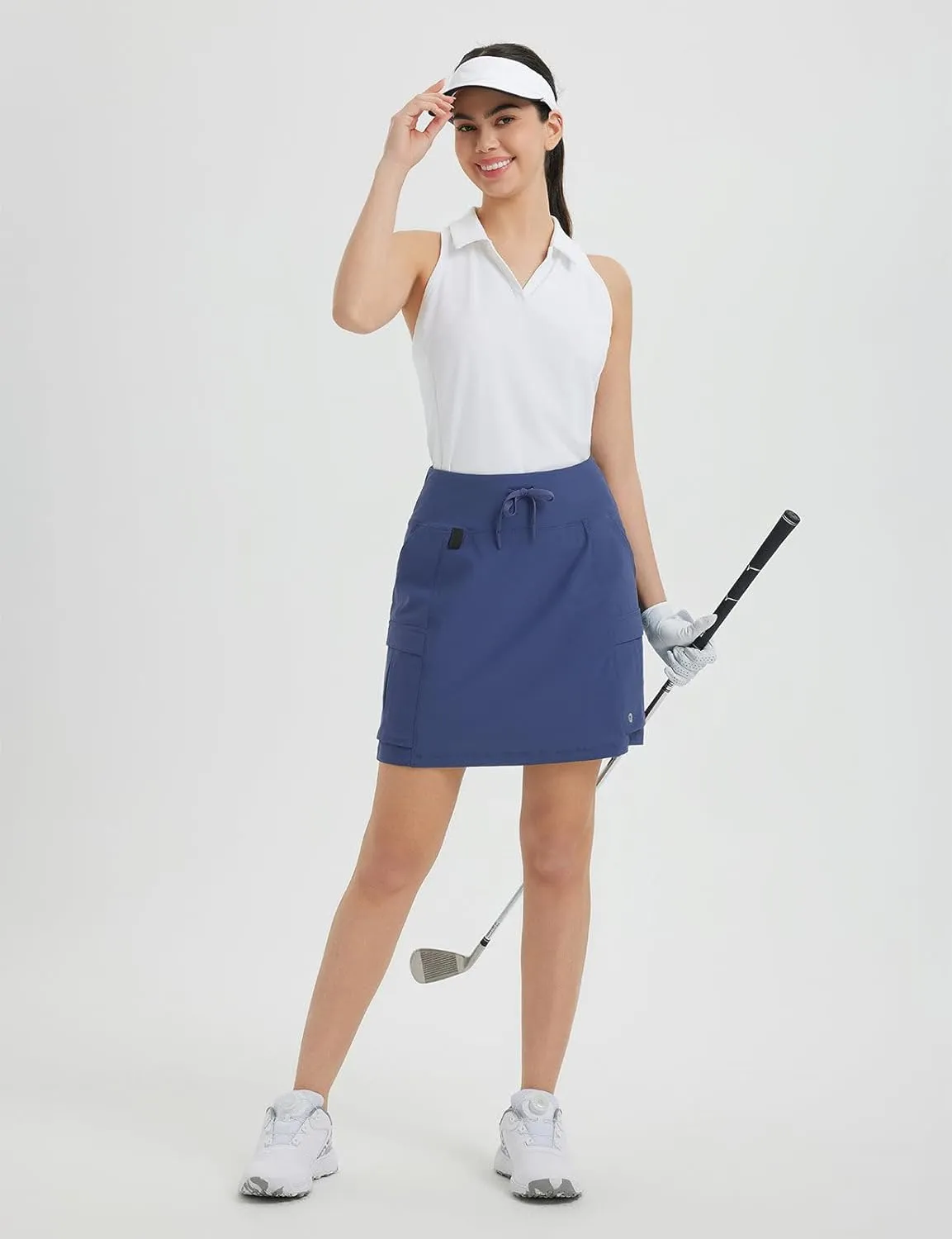 baleaf Women's 16" Hiking Cargo Skort Skirt High Waisted with Pockets Golf Workout UPF 50  Sun Protection Quick Dry