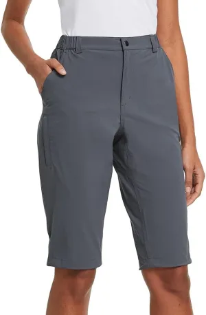 baleaf Women's Bermuda Knee Length Long Shorts for Summer Hiking Golf Camping Stretch Lightweight Nylon Quick Dry
