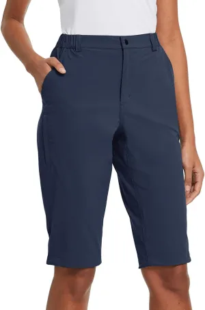 baleaf Women's Bermuda Knee Length Long Shorts for Summer Hiking Golf Camping Stretch Lightweight Nylon Quick Dry