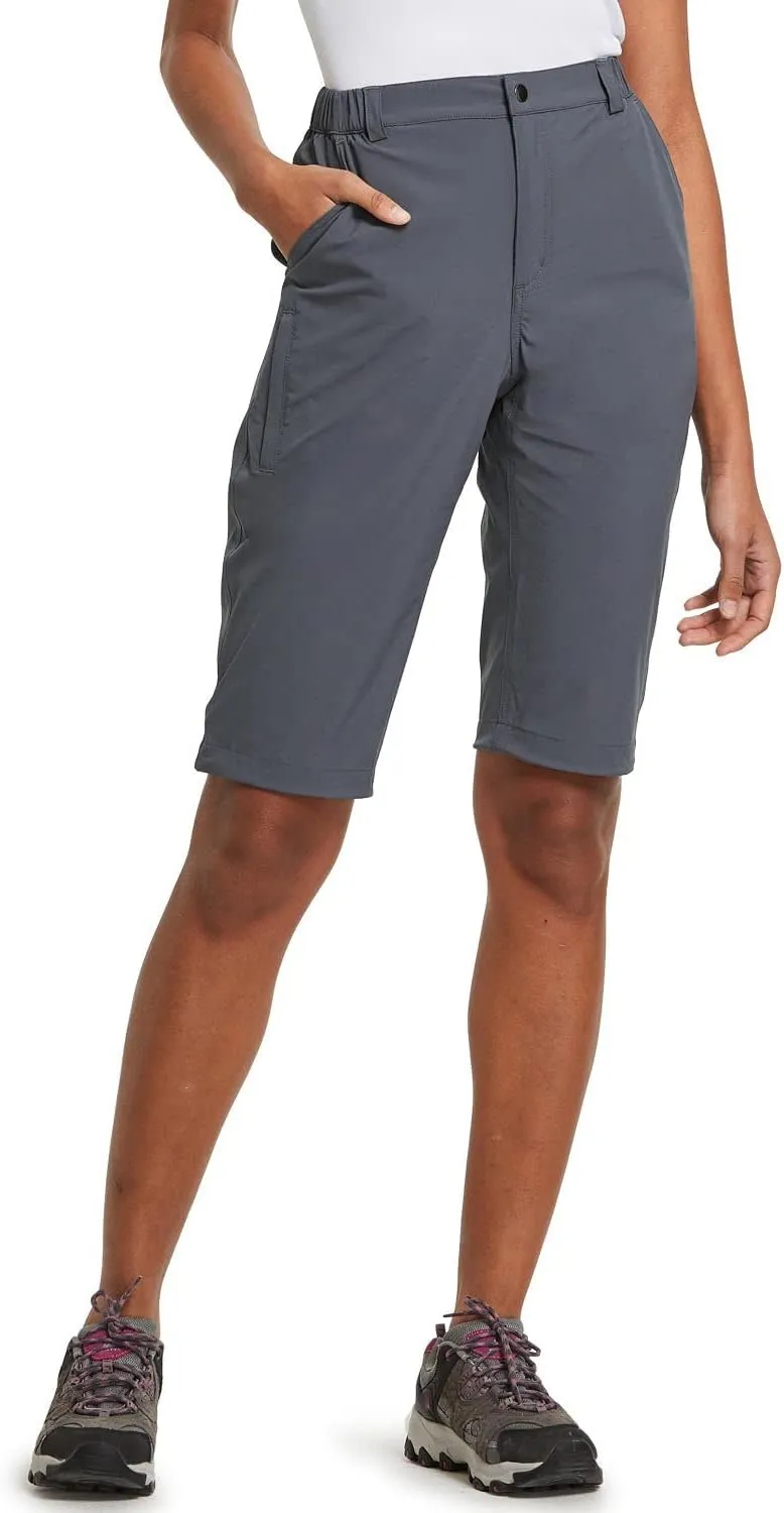baleaf Women's Bermuda Knee Length Long Shorts for Summer Hiking Golf Camping Stretch Lightweight Nylon Quick Dry