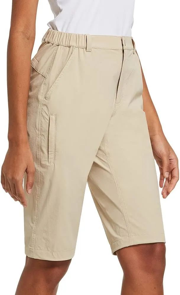 baleaf Women's Bermuda Knee Length Long Shorts for Summer Hiking Golf Camping Stretch Lightweight Nylon Quick Dry
