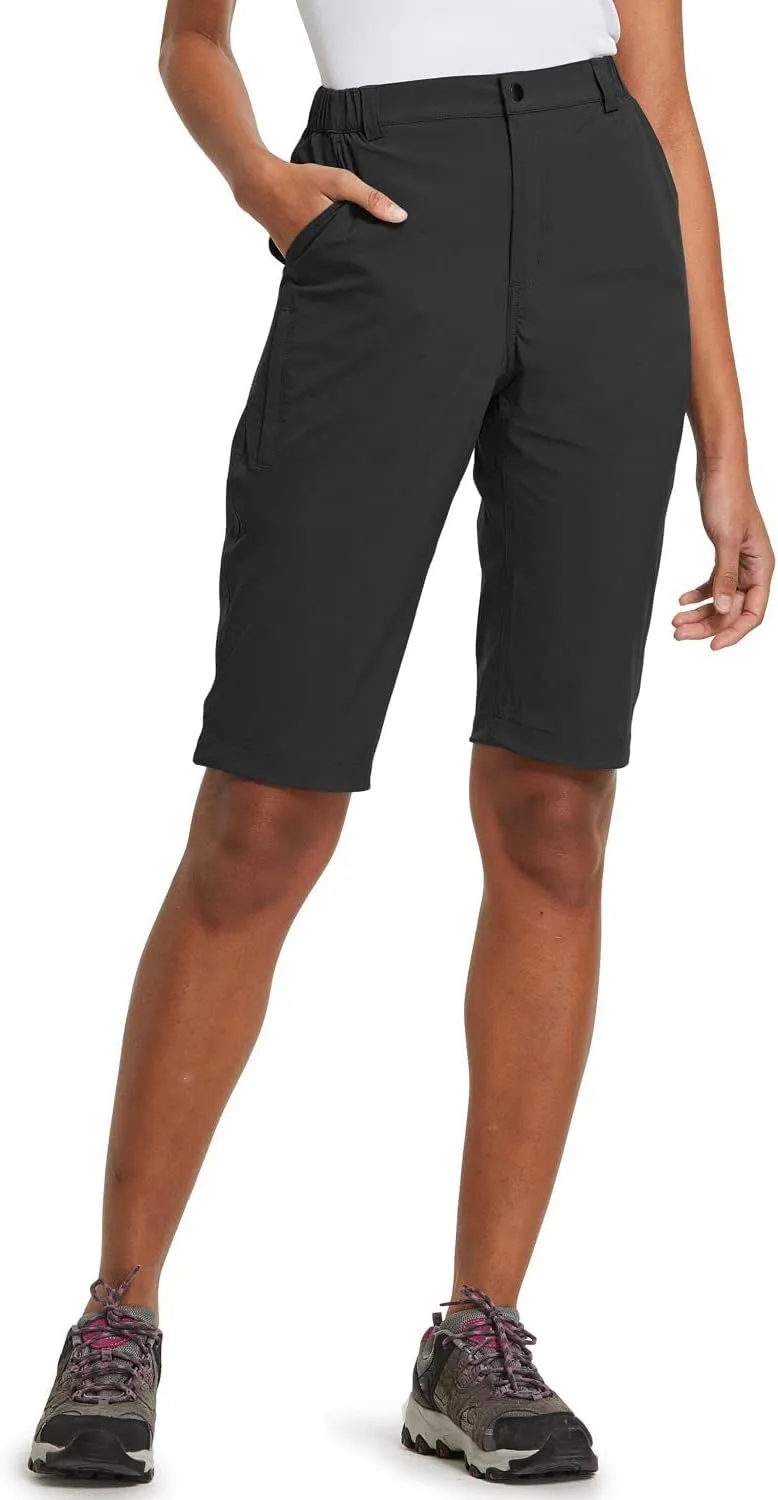 baleaf Women's Bermuda Knee Length Long Shorts for Summer Hiking Golf Camping Stretch Lightweight Nylon Quick Dry
