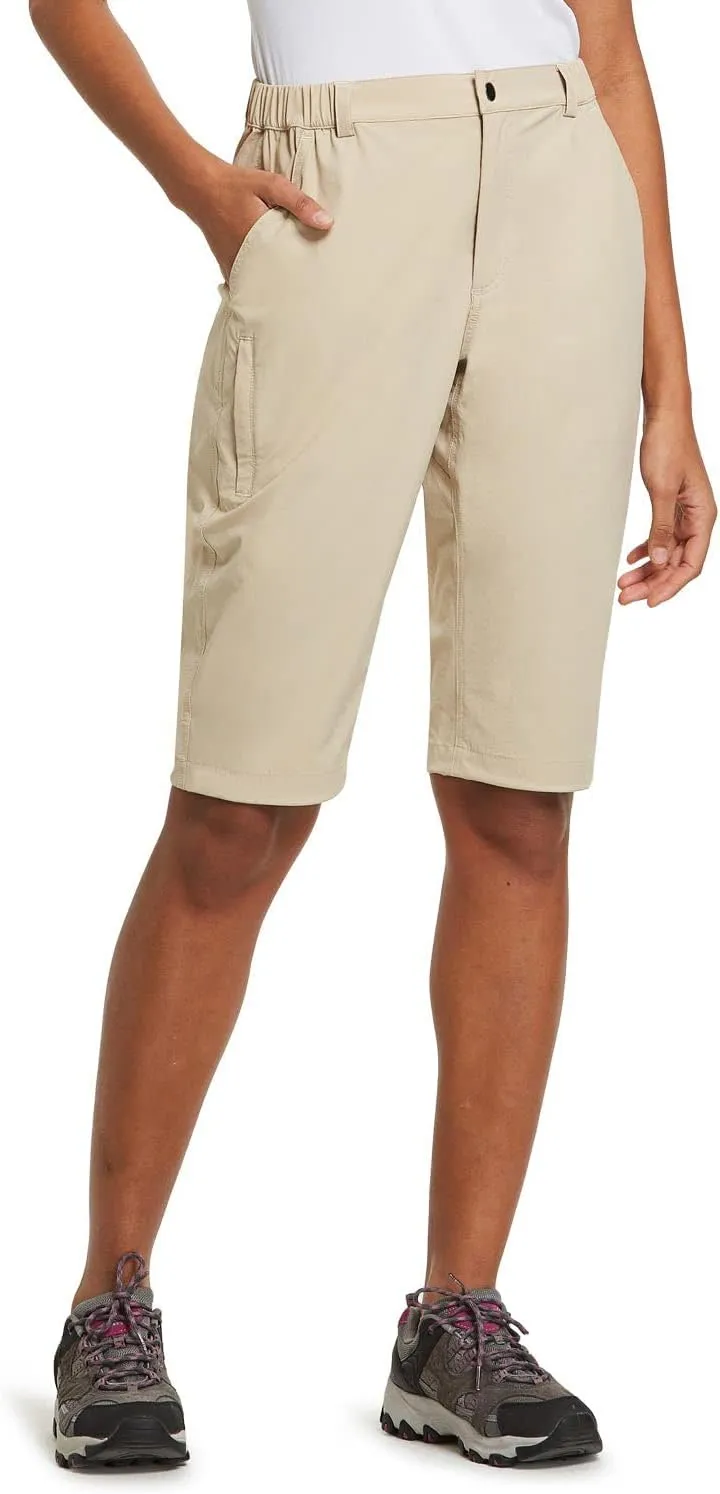 baleaf Women's Bermuda Knee Length Long Shorts for Summer Hiking Golf Camping Stretch Lightweight Nylon Quick Dry
