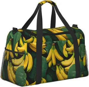 Banana Green Leaves Duffle Bag Foldable Travel Tote Bag Carry On Large Weekender Overnight Bags Waterproof Gym Bag For Women Men