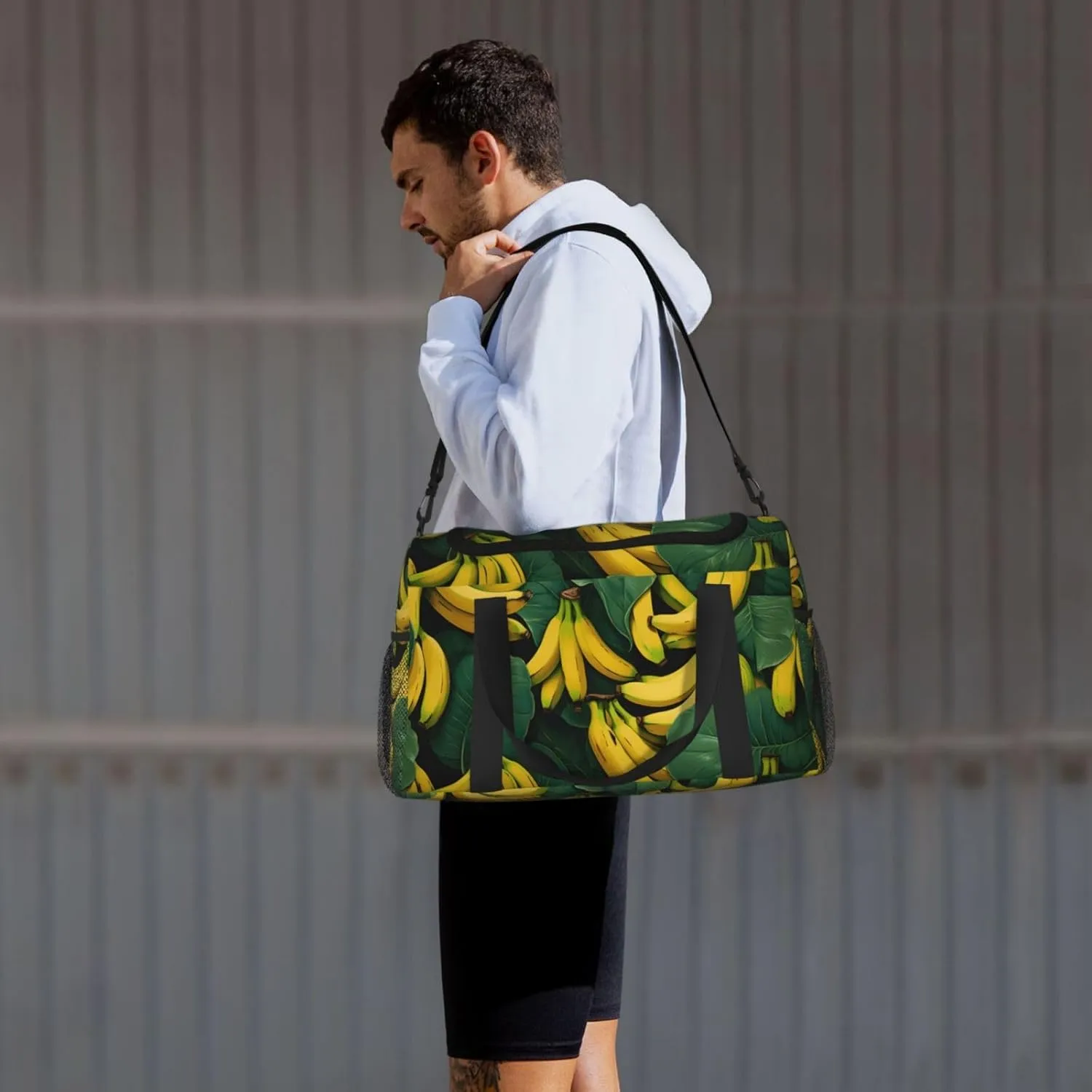 Banana Green Leaves Duffle Bag Foldable Travel Tote Bag Carry On Large Weekender Overnight Bags Waterproof Gym Bag For Women Men