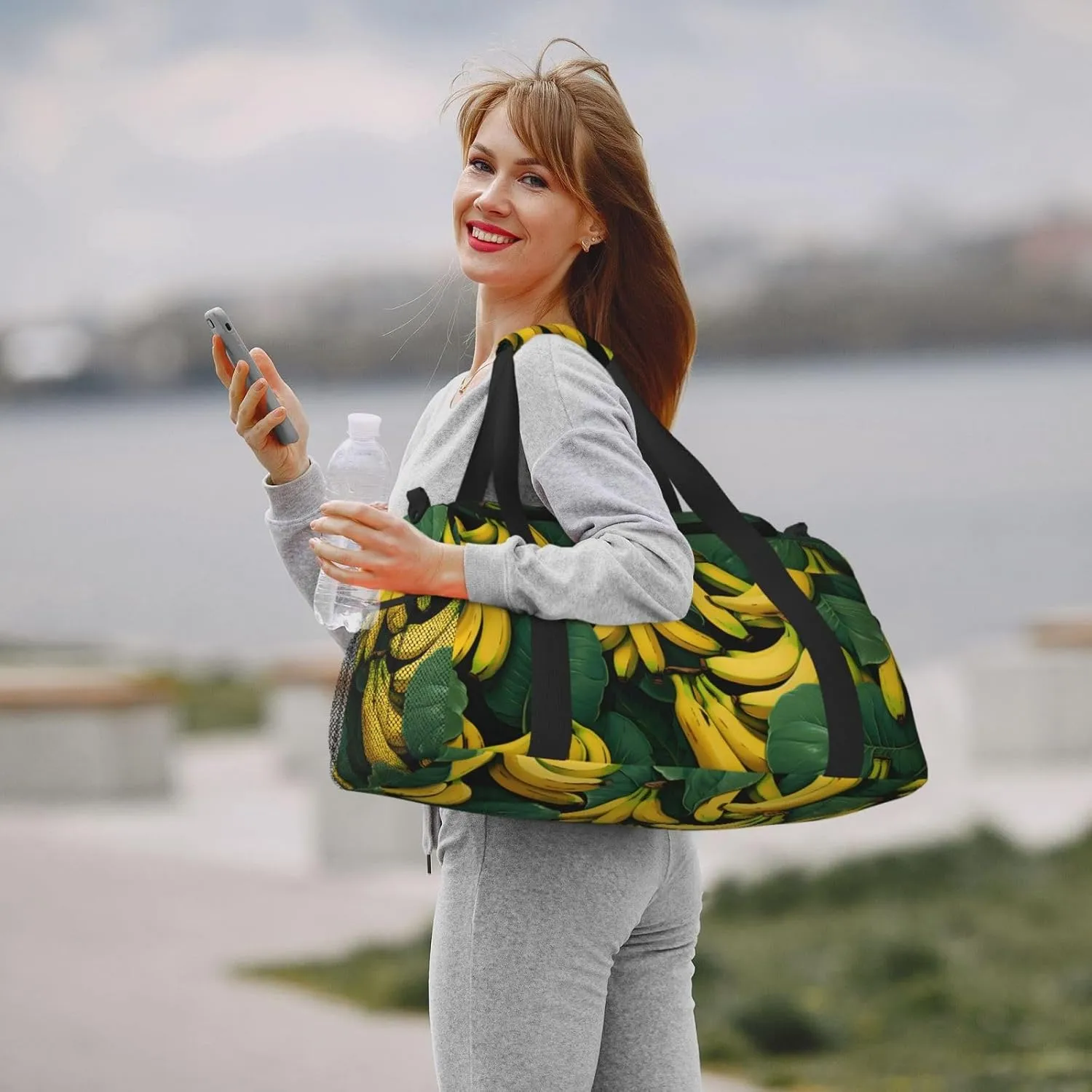 Banana Green Leaves Duffle Bag Foldable Travel Tote Bag Carry On Large Weekender Overnight Bags Waterproof Gym Bag For Women Men