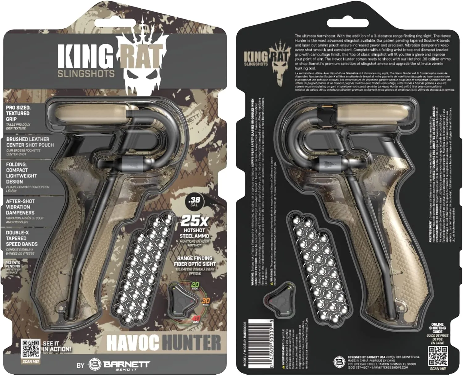 Barnett King Rat Slingshots, Powerful Slingshot for Adults and Kids Alike, Includes Power Band, Brushed Leather Pouch, & Slingshot Ammo