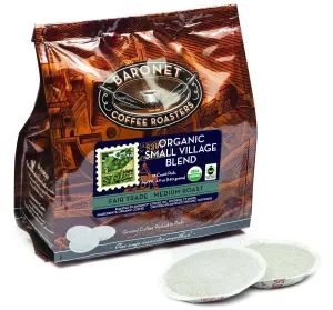 Baronet Coffee Pods [Organic Small Village-54 Pods] Single Cup Use Like Senseo Coffee Pods- 3 Bags of 18 Single Serve 8 Gram Pods, Regular Strength Soft Coffee Pods, Medium Roast [Organic Small Vill]