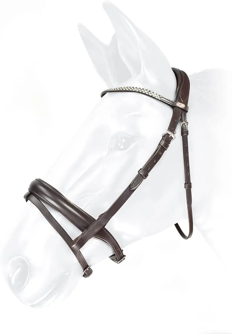 Barton Bling Flash Snaffle Bridle Full Size Havana