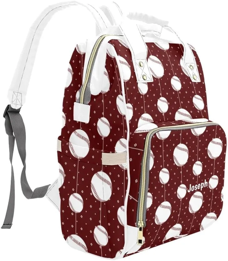 Baseball Pattern Sports Personalized Diaper Bag Backpack Multi-Function Custom with Name Large Travel Nappy Mommy Bag Backpack