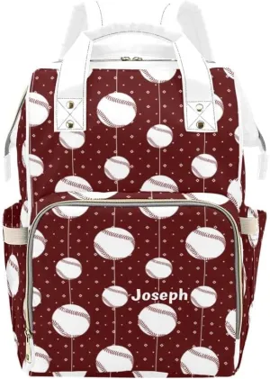 Baseball Pattern Sports Personalized Diaper Bag Backpack Multi-Function Custom with Name Large Travel Nappy Mommy Bag Backpack