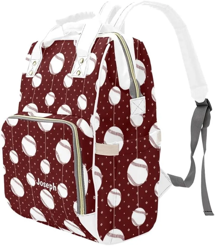 Baseball Pattern Sports Personalized Diaper Bag Backpack Multi-Function Custom with Name Large Travel Nappy Mommy Bag Backpack