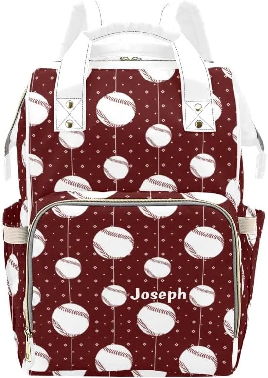 Baseball Pattern Sports Personalized Diaper Bag Backpack Multi-Function Custom with Name Large Travel Nappy Mommy Bag Backpack