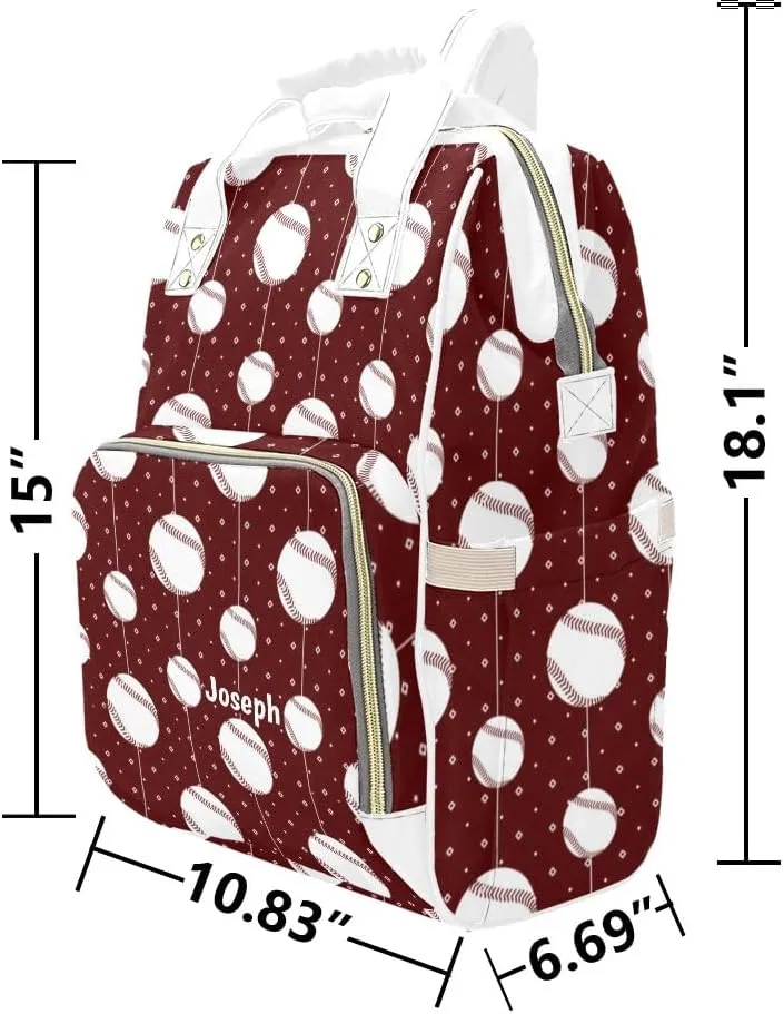 Baseball Pattern Sports Personalized Diaper Bag Backpack Multi-Function Custom with Name Large Travel Nappy Mommy Bag Backpack