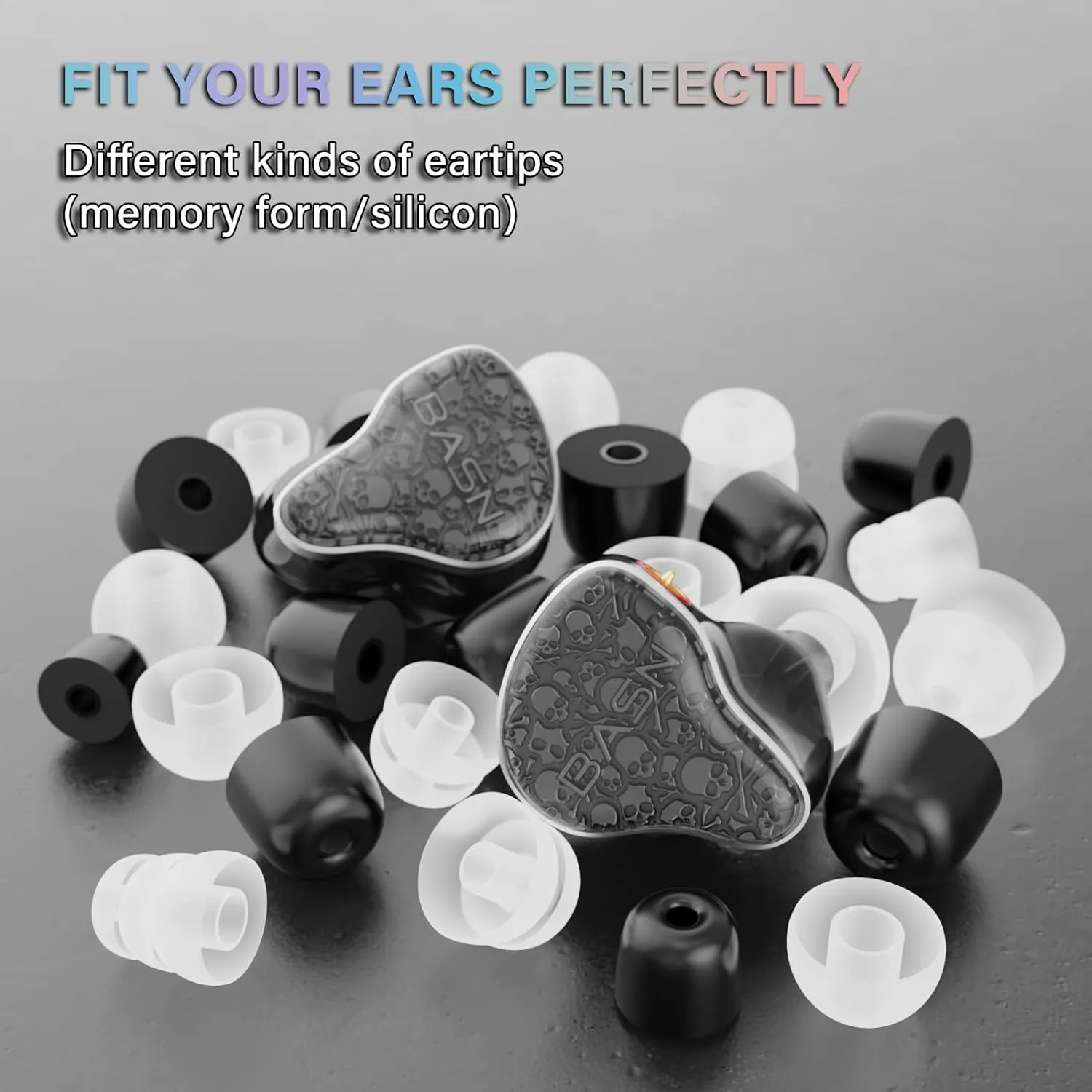BASN Bmaster5 in Ear Monitors, 1DLC Diaphragm 4BA 5 Drivers Drummers Headphones with Silver-Plated OFC Cable, Noise Isolation IEM Earbuds for Musicians (Midnight Black)