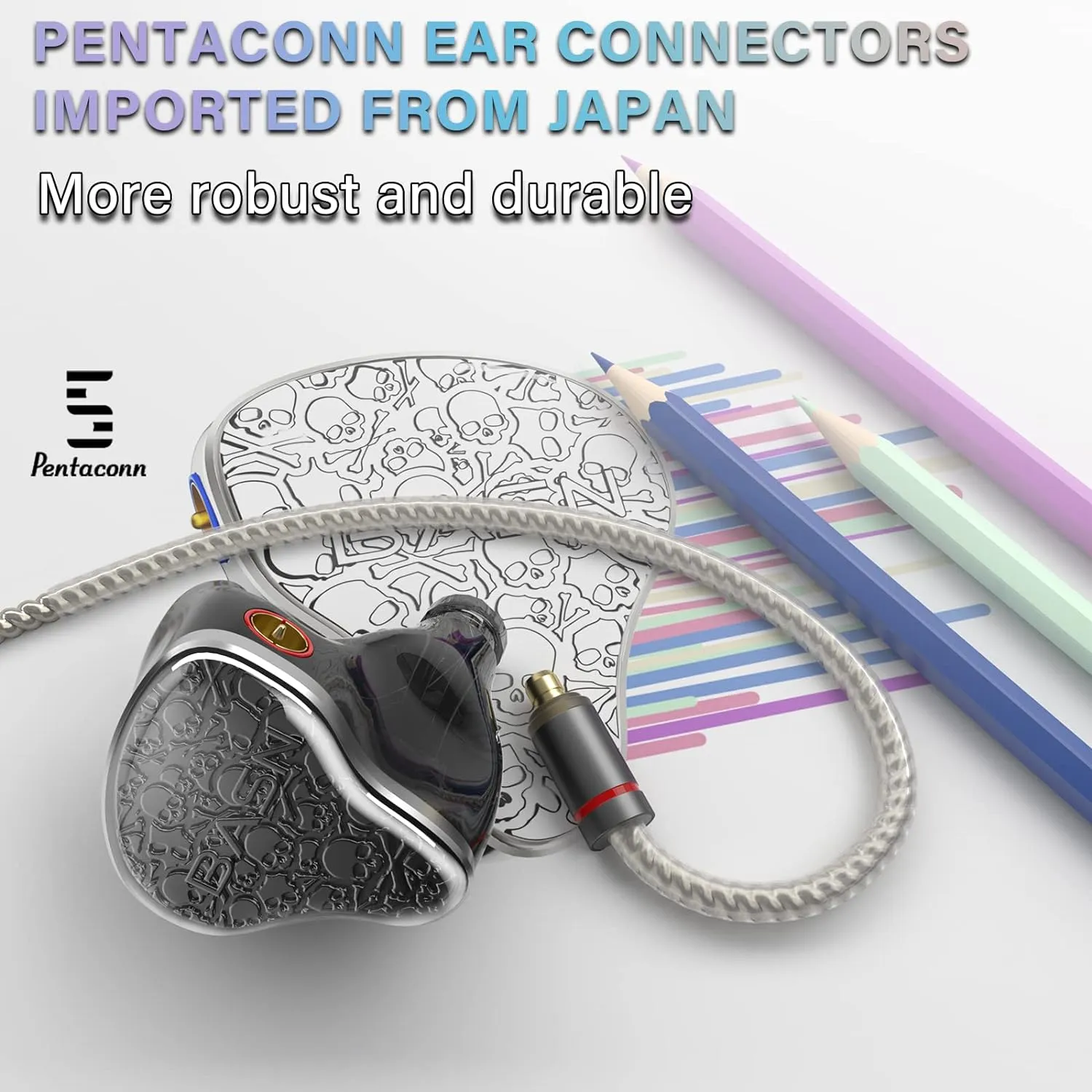 BASN Bmaster5 in Ear Monitors, 1DLC Diaphragm 4BA 5 Drivers Drummers Headphones with Silver-Plated OFC Cable, Noise Isolation IEM Earbuds for Musicians (Midnight Black)