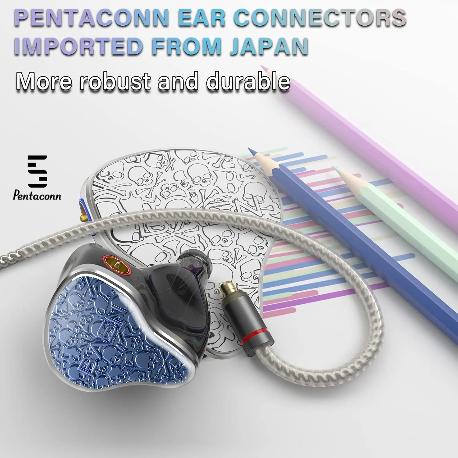 BASN Bmaster5 in Ear Monitors, 1DLC Diaphragm 4BA 5 Drivers IEM Earphones with Silver-Plated OFC Cable, Noise Isolation Wired Earbuds for Musicians (Baltic Blue)