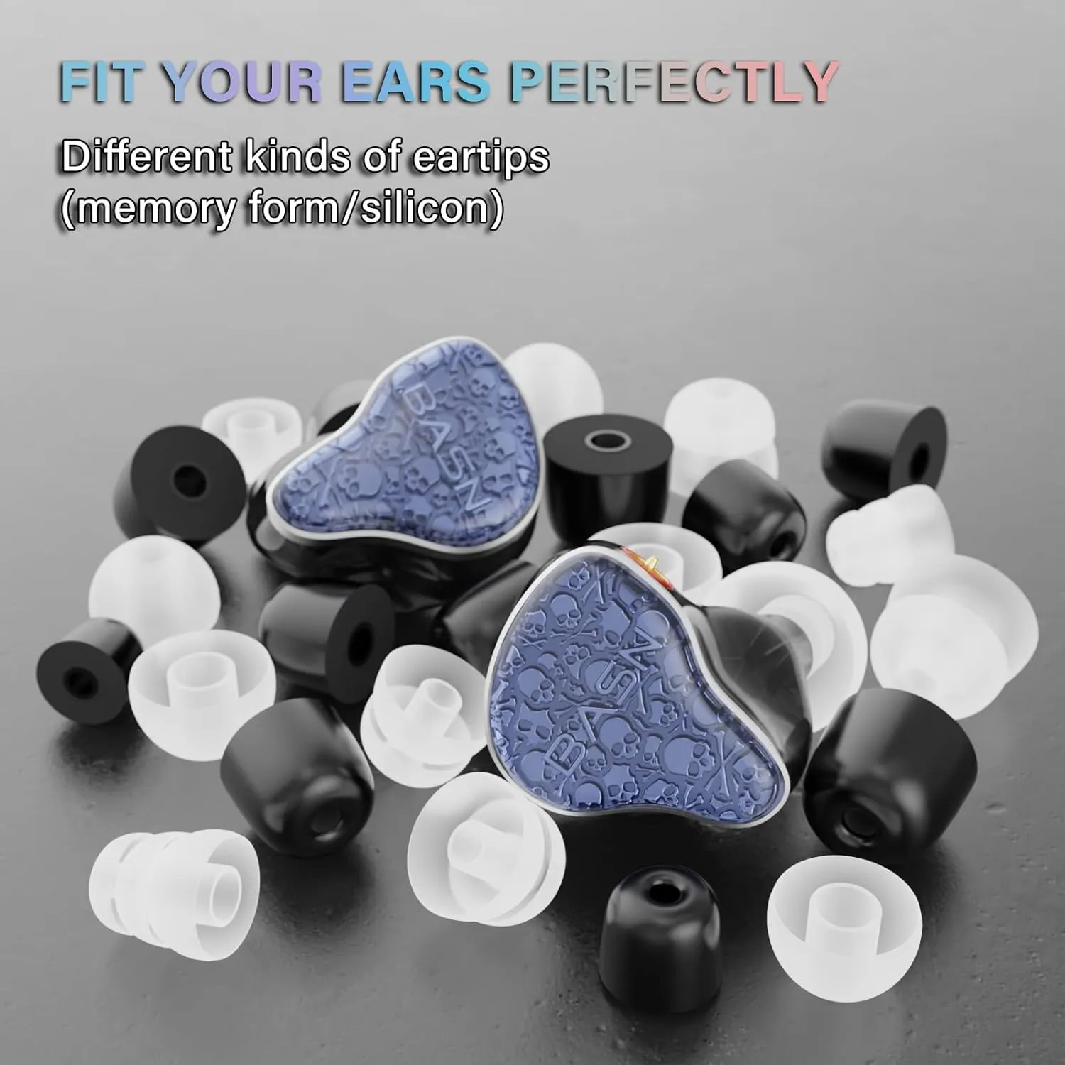 BASN Bmaster5 in Ear Monitors, 1DLC Diaphragm 4BA 5 Drivers IEM Earphones with Silver-Plated OFC Cable, Noise Isolation Wired Earbuds for Musicians (Baltic Blue)