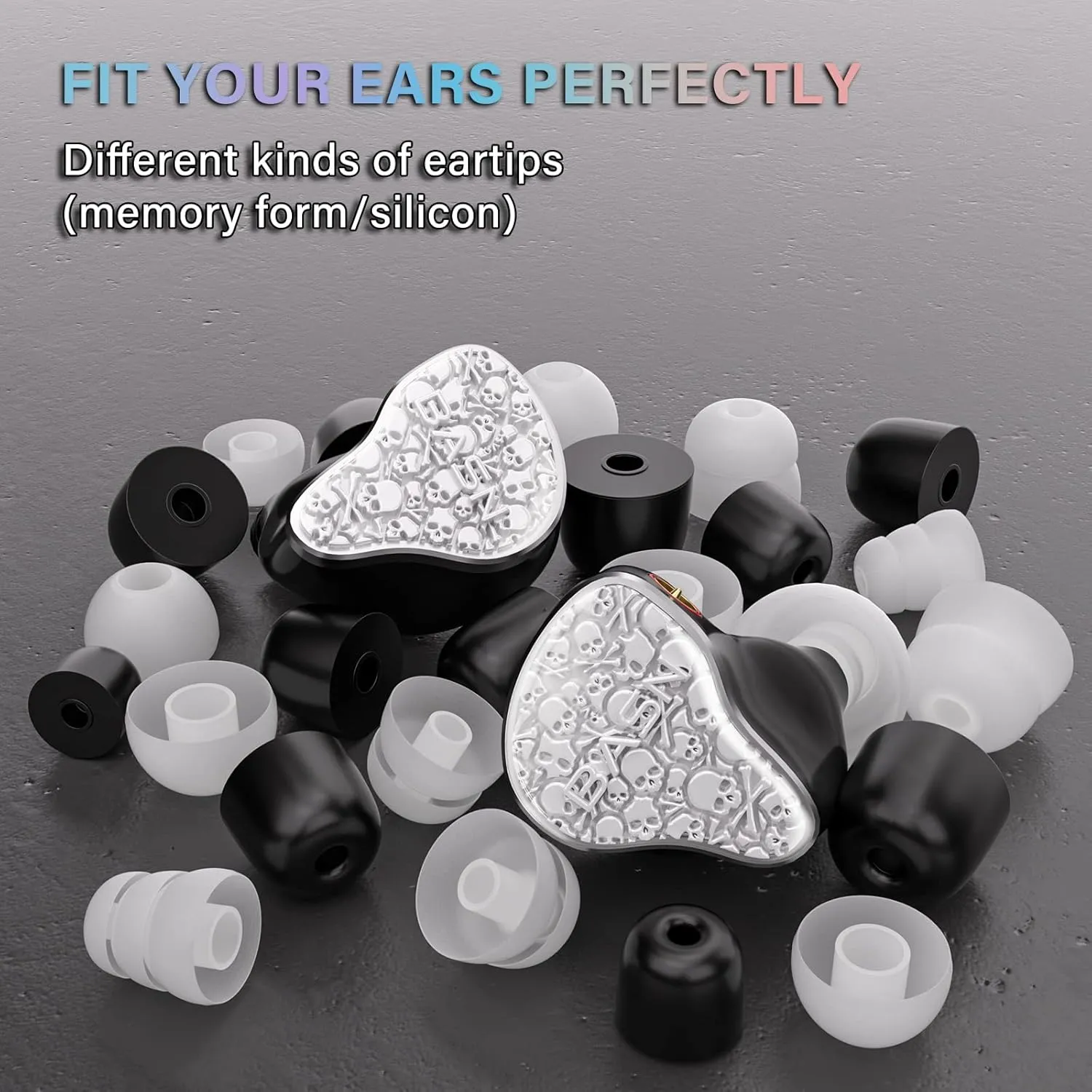 BASN Bmaster5 in Ear Monitors, 1DLC Diaphragm 4BA 5 Drivers IEM Earphones with Silver-Plated OFC Cable, Noise Isolation Wired Earbuds for Musicians (Glacier White)