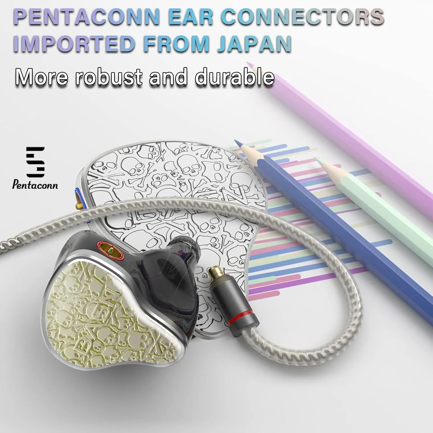 BASN Bmaster5 in Ear Monitors, 1DLC Diaphragm 4BA 5 Drivers IEM Earphones with Silver-Plated OFC Cable, Noise Isolation Wired Earbuds for Musicians (Starlight Gold)